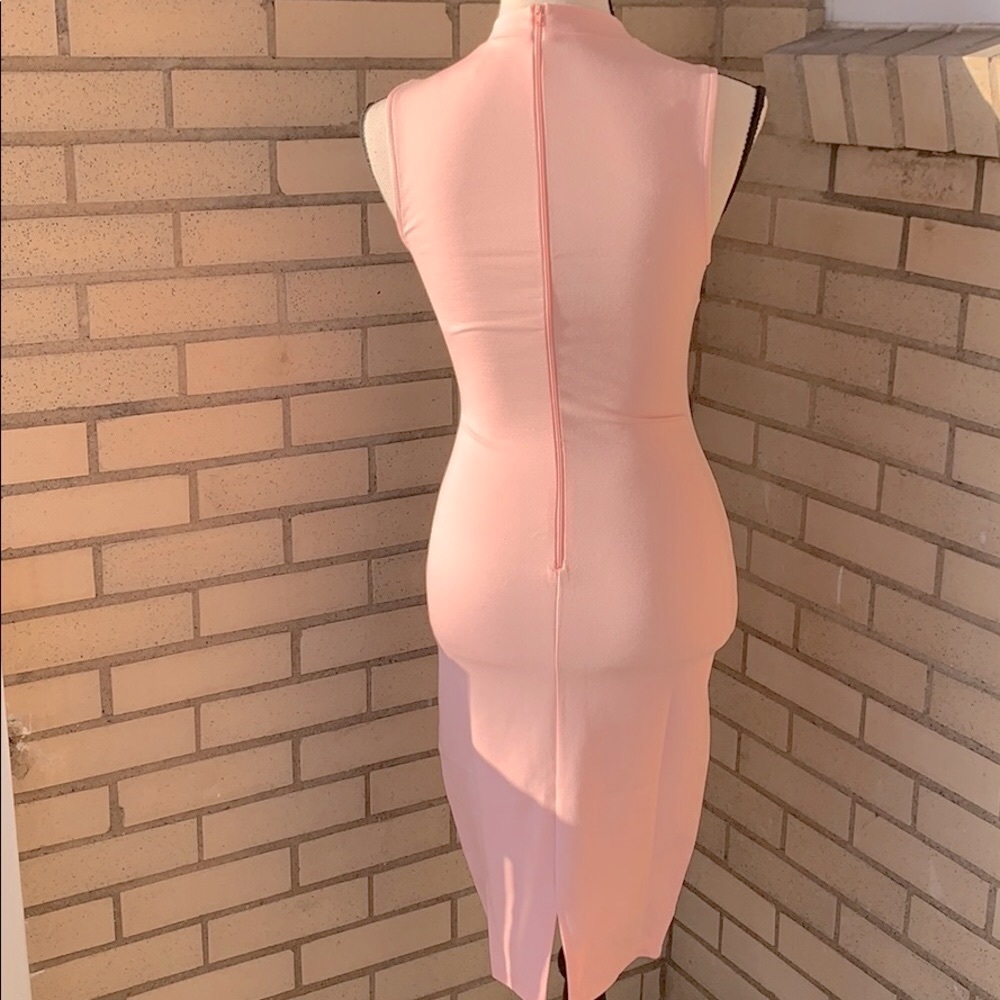 ❌DONATED❌Blush Pink High Neckline Mesh Cutout Midi Dress - Picture 4 of 9